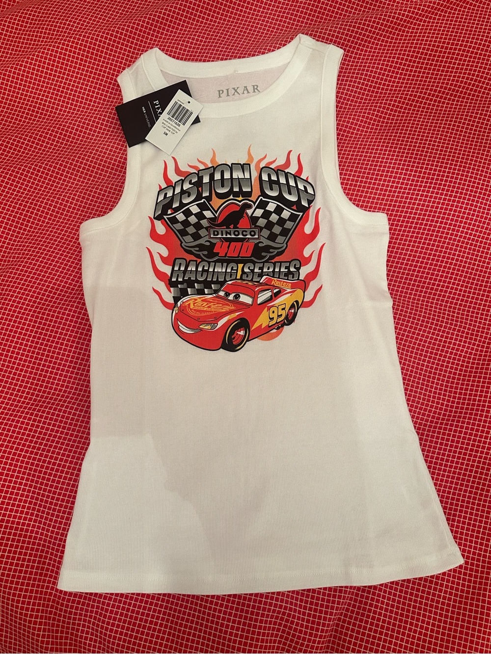 Women’s Disney Pixar Cars Lightning McQueen Piston Cup Ribbed Tank Top